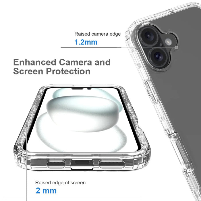 For iPhone 16 Plus Case TPU+PC Full Protection Shockproof Phone Cover with PET Screen Guard - Transparent - 4