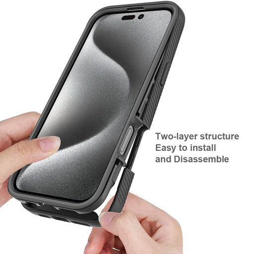 For iPhone 16 Pro Max Magnetic Case PC+TPU Phone Cover with PET Screen Film All-Around Protection - Black - 2