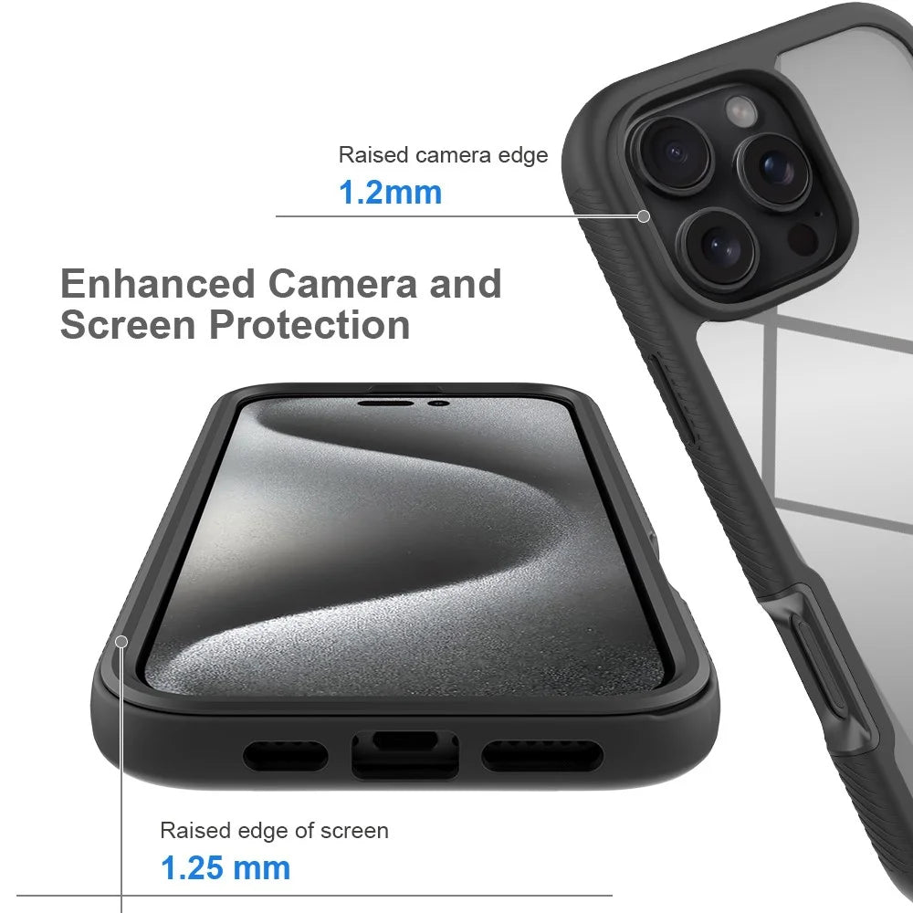 For iPhone 16 Pro Max Magnetic Case PC+TPU Phone Cover with PET Screen Film All-Around Protection - Black - 3