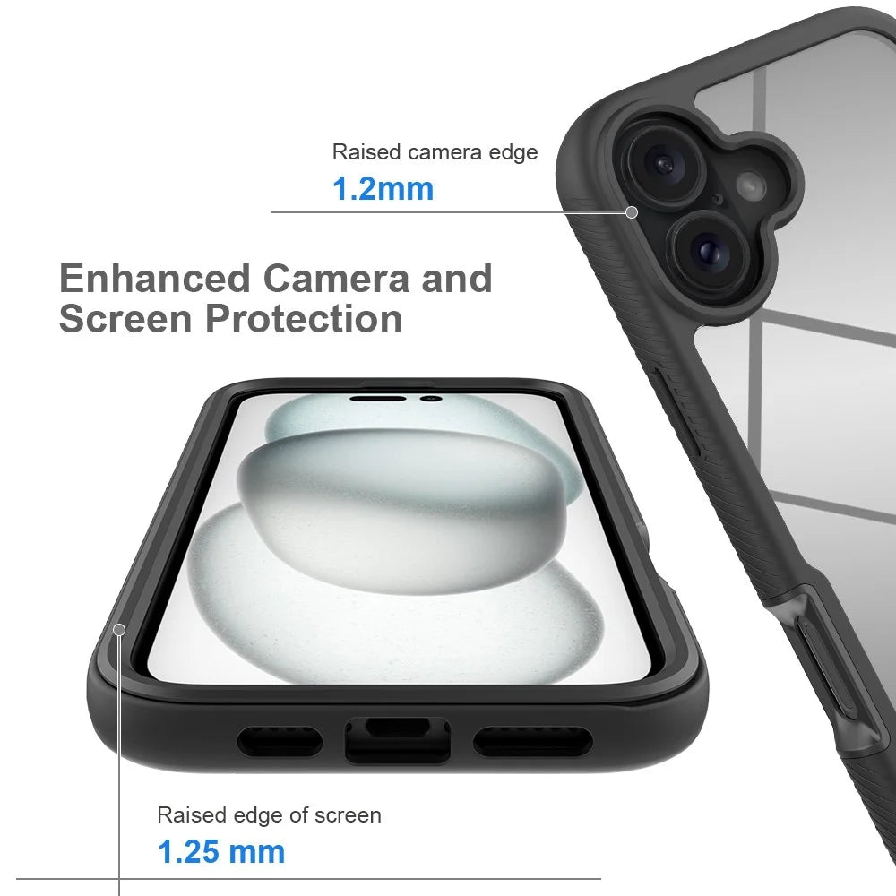 For iPhone 16 Plus Magnetic Case PC+TPU Phone Cover with PET Screen Film All-Around Protection - Black - 3