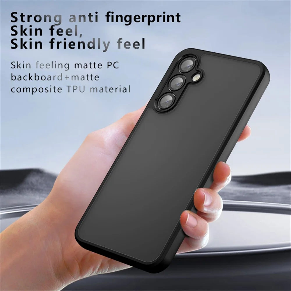 For Samsung Galaxy A16 5G / A16 4G Case Skin-Touch TPU + PC Matte Phone Back Cover, Transparent Black - 7