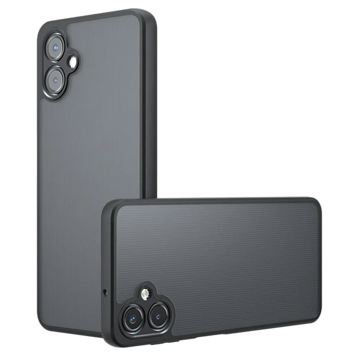 For Samsung Galaxy A06 4G Case Skin-Touch TPU + PC Matte Phone Back Cover, Transparent Black - 1