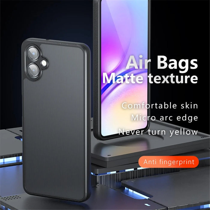 For Samsung Galaxy A06 4G Case Skin-Touch TPU + PC Matte Phone Back Cover, Transparent Black - 2