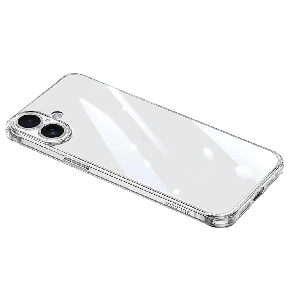 SULADA For iPhone 16 Clear Case TPU +Tempered Glass Shockproof Phone Case - Transparent - 1