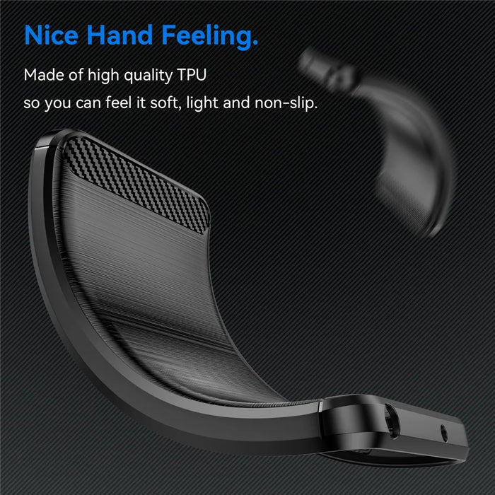 For iPhone 16 Pro Max Case Carbon Fiber Texture TPU Brushed Phone Cover - Black - 4