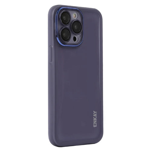 ENKAY HAT PRINCE For iPhone 14 Pro Case Matte TPU Phone Cover with Lens Film - Purple - 1