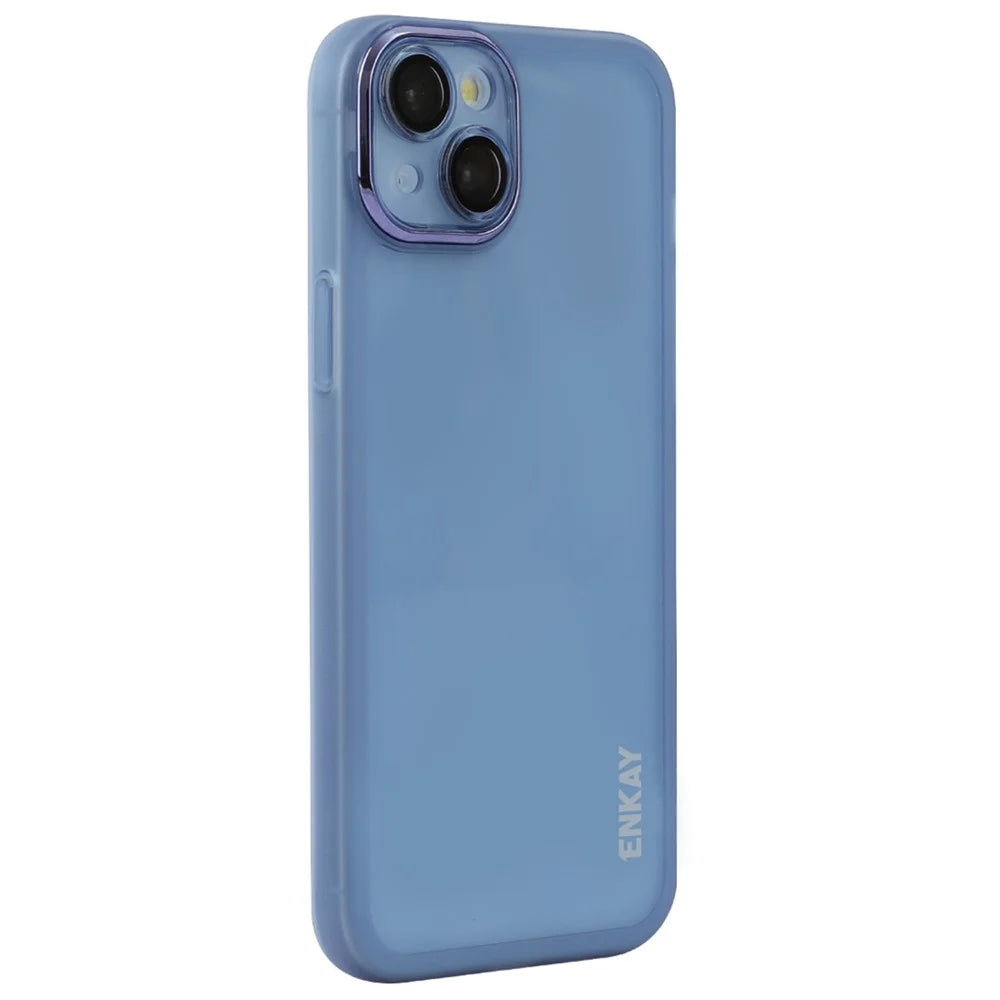 ENKAY HAT PRINCE For iPhone 14 Plus Case Matte TPU Phone Cover with Lens Film - Blue - 1