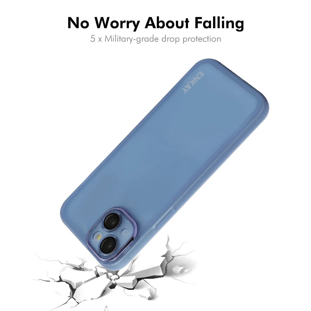 ENKAY HAT PRINCE For iPhone 14 Plus Case Matte TPU Phone Cover with Lens Film - Blue - 3