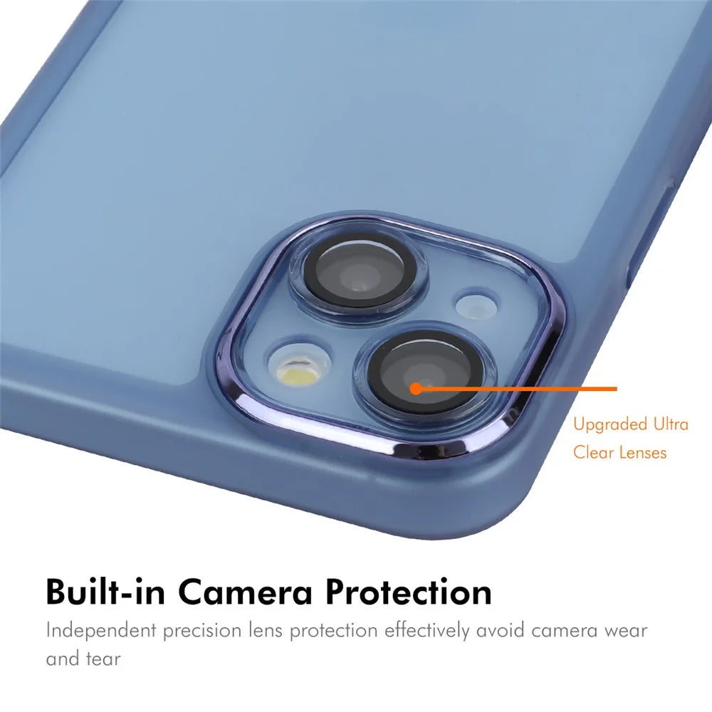 ENKAY HAT PRINCE For iPhone 14 Plus Case Matte TPU Phone Cover with Lens Film - Blue - 4
