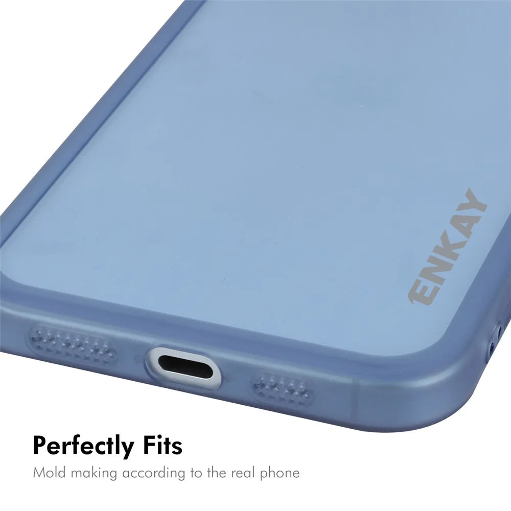 ENKAY HAT PRINCE For iPhone 14 Plus Case Matte TPU Phone Cover with Lens Film - Blue - 5