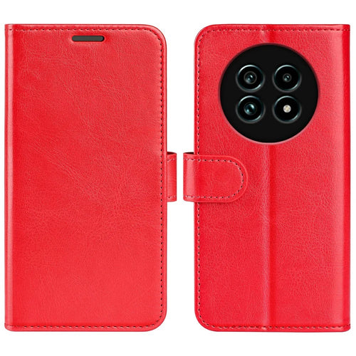 For Realme 13+ 5G (Global) / 13 Pro 5G (China) Wallet Case Crazy Horse Texture Stand Leather Phone Cover - Red - 1