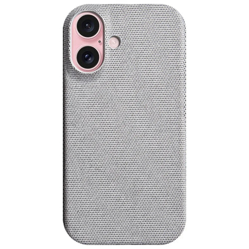 For iPhone 16 Case Cloth Texture Anti-Scratch Protective PC Phone Cover - Light Grey - 1