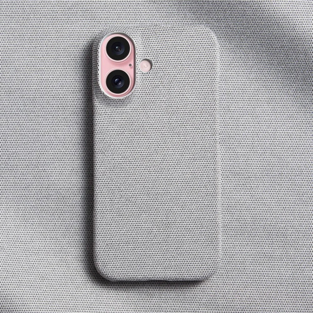For iPhone 16 Case Cloth Texture Anti-Scratch Protective PC Phone Cover - Light Grey - 2
