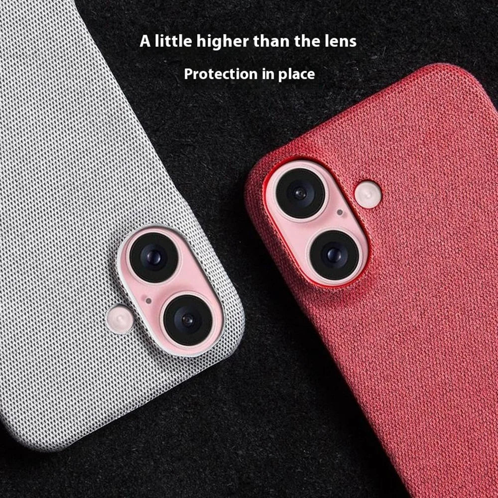 For iPhone 16 Case Cloth Texture Anti-Scratch Protective PC Phone Cover - Light Grey - 6