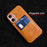 For iPhone 16 Plus Case Dual Card Slots PU Leather + Hard PC Phone Cover - Orange - 2