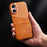 For iPhone 16 Plus Case Dual Card Slots PU Leather + Hard PC Phone Cover - Orange - 3