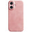 For iPhone 16 Plus Case Calf Texture PU Leather Hard PC Protective Phone Cover - Rose Gold - 1