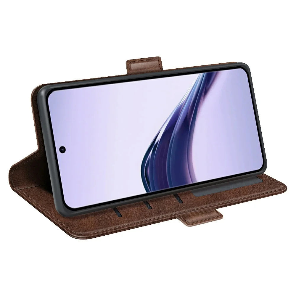 For Realme 13 Pro 5G (Global) / 13 Pro+ 5G (Global) Stand Case Calf Texture Leather Wallet Phone Cover - Brown - 3