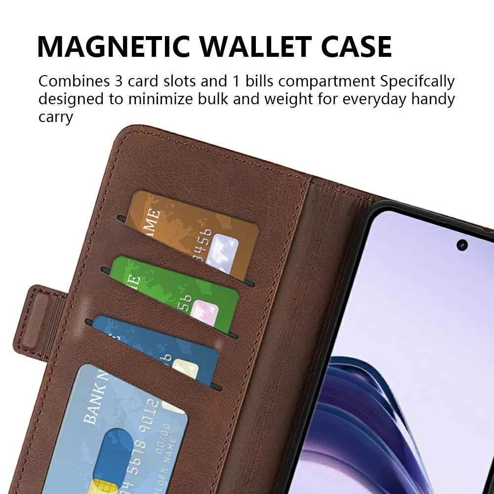 For Realme 13 Pro 5G (Global) / 13 Pro+ 5G (Global) Stand Case Calf Texture Leather Wallet Phone Cover - Brown - 4