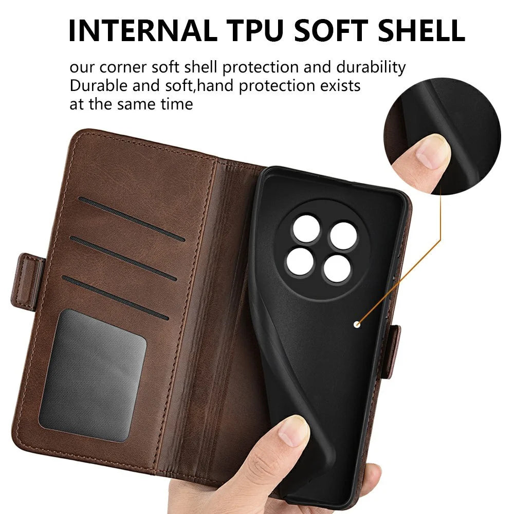 For Realme 13 Pro 5G (Global) / 13 Pro+ 5G (Global) Stand Case Calf Texture Leather Wallet Phone Cover - Brown - 5