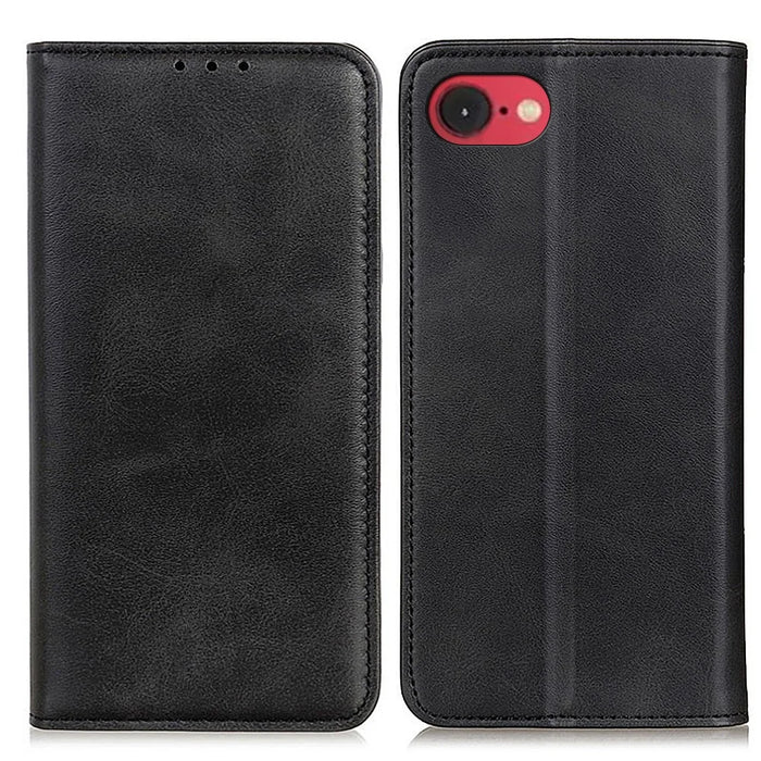 For iPhone 17e / 16e Case Split Leather Flip Wallet Phone Cover - Black - 1