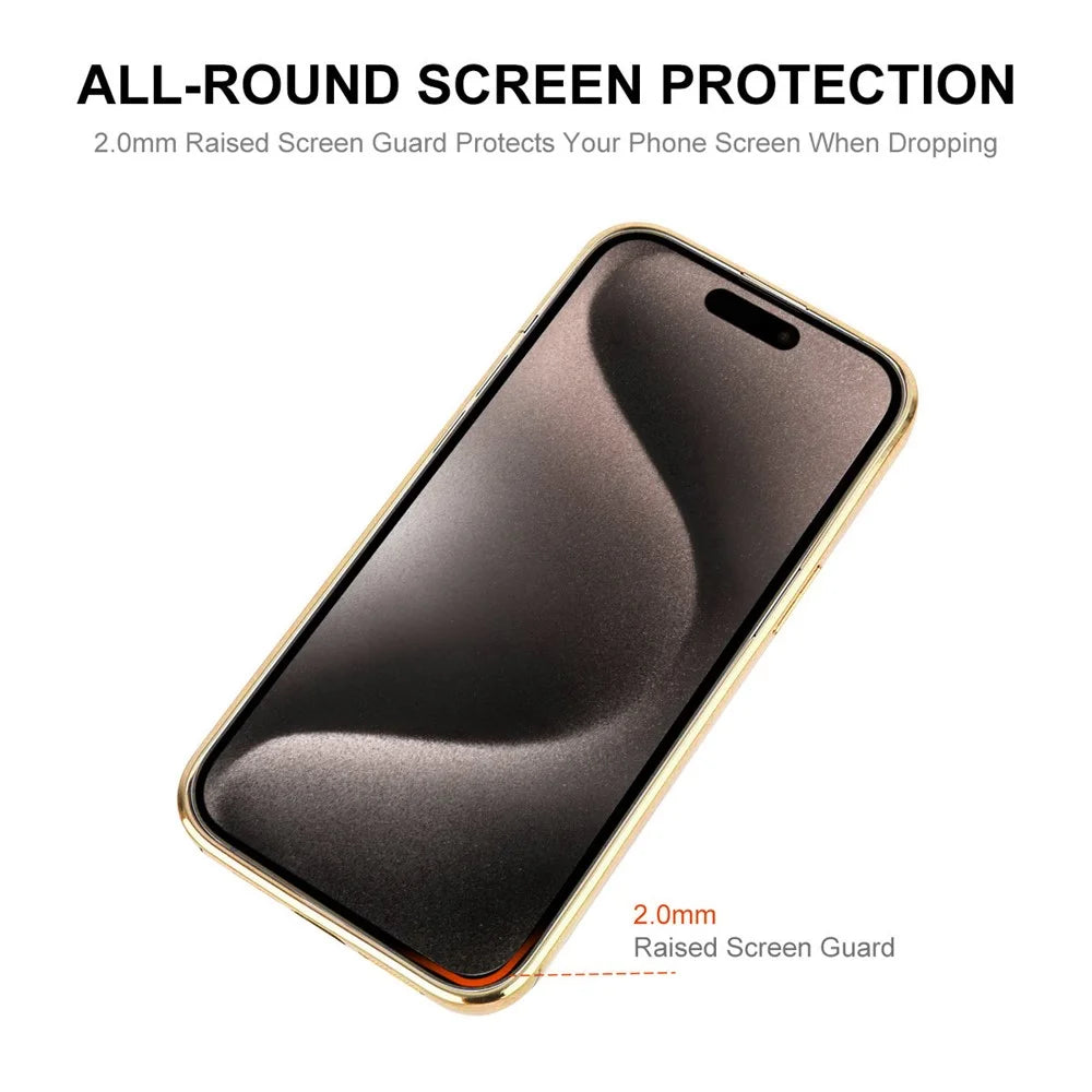 ENKAY HAT PRINCE For iPhone 16 Magnetic Clear Case Shockproof TPU Phone Cover with Lens Film - Gold - 3