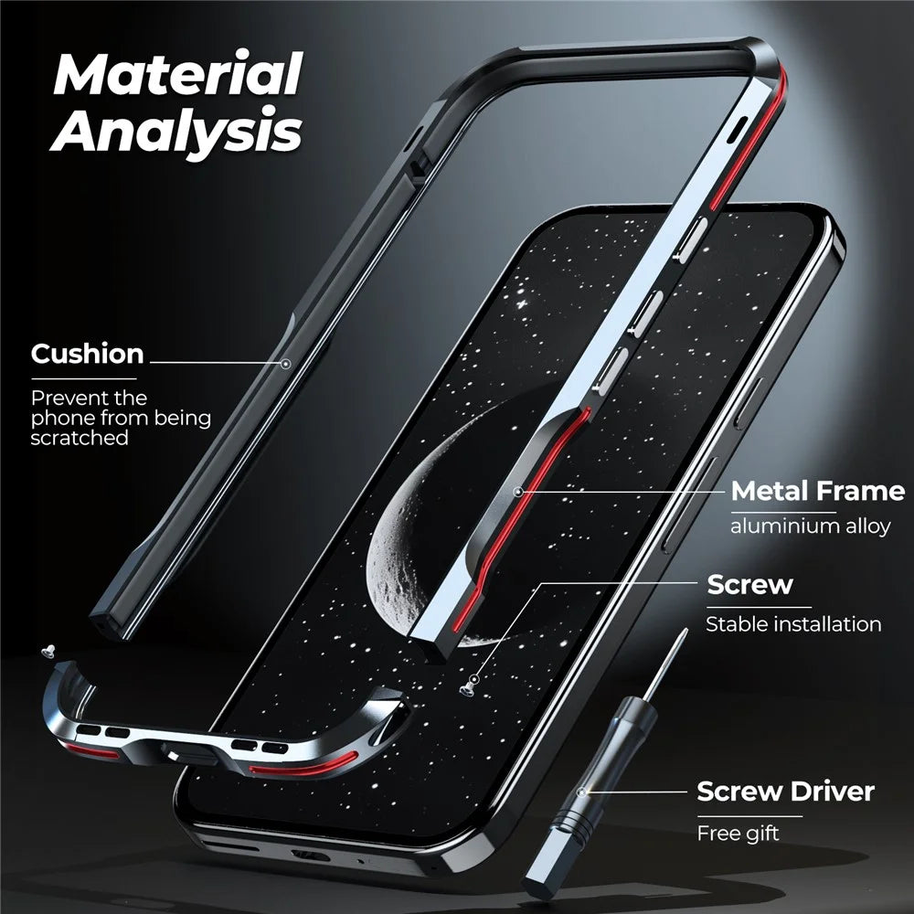 LUPHIE For Google Pixel 9 / 9 Pro Case Metal Bumper Frame Shockproof Phone Cover - Black  /  Red - 2