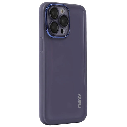 ENKAY HAT PRINCE For iPhone 15 Pro Max Case Matte TPU Phone Cover with Lens Film - Purple - 1