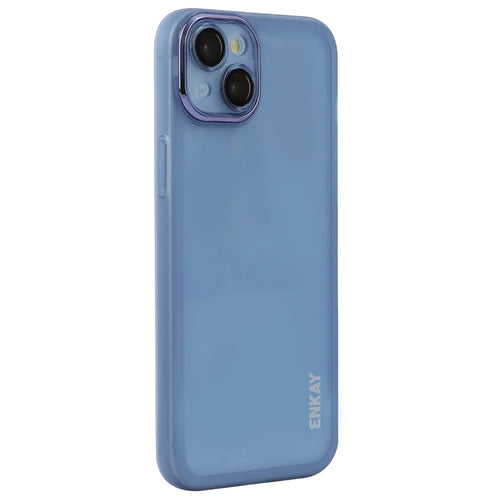 ENKAY HAT PRINCE For iPhone 15 Plus Case Matte TPU Phone Cover with Lens Film - Blue - 1