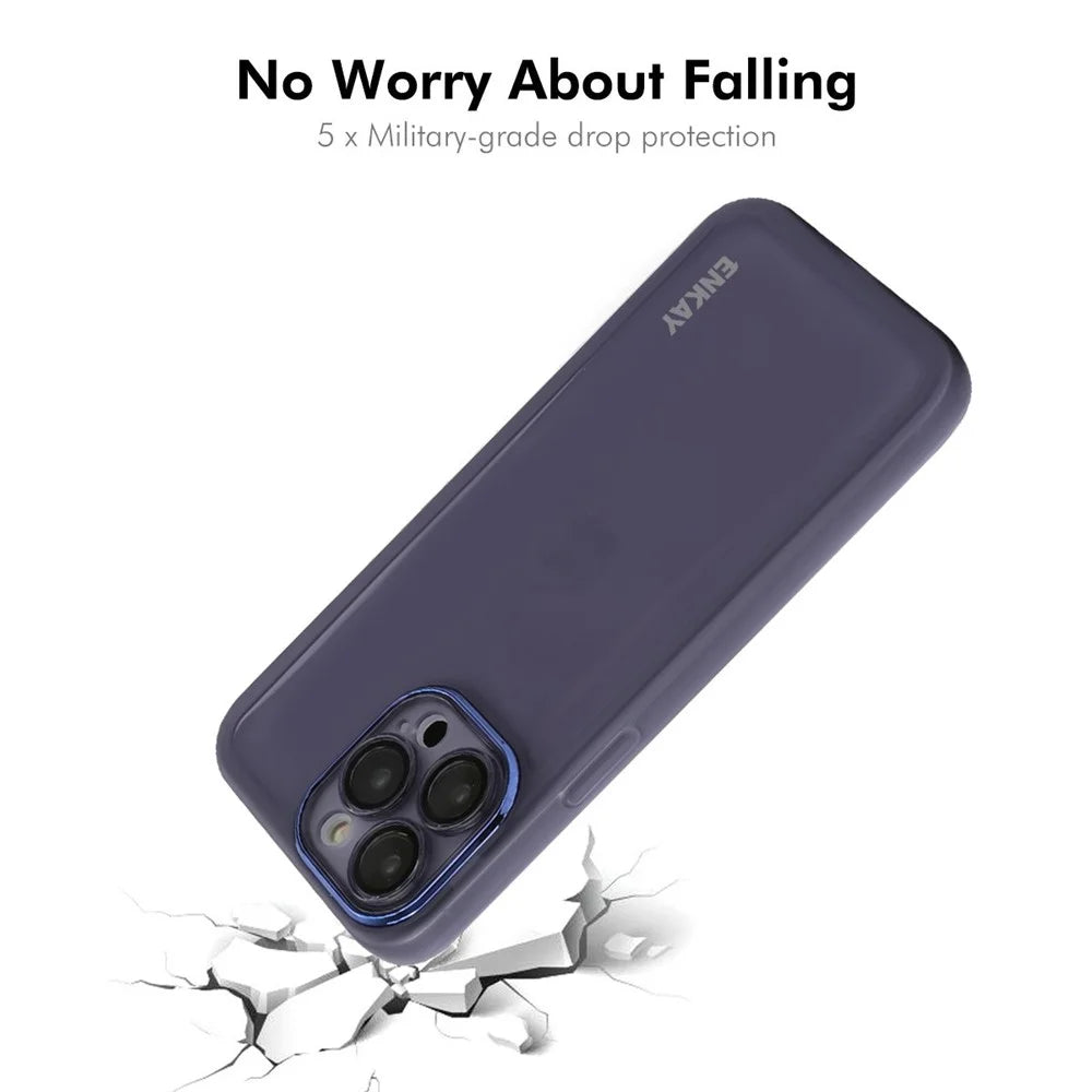 ENKAY HAT PRINCE For iPhone 15 Pro Case Matte TPU Phone Cover with Lens Film - Purple - 3