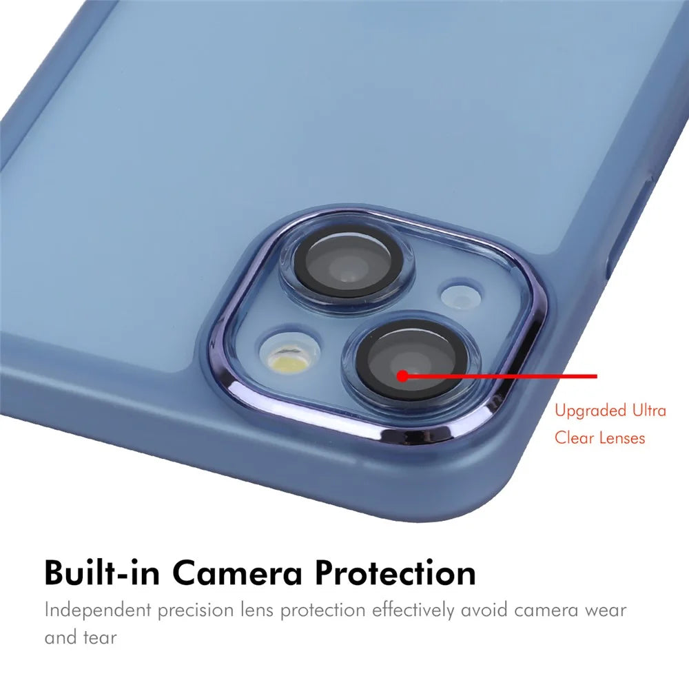 ENKAY HAT PRINCE For iPhone 15 Case Matte TPU Phone Cover with Lens Film - Blue - 4