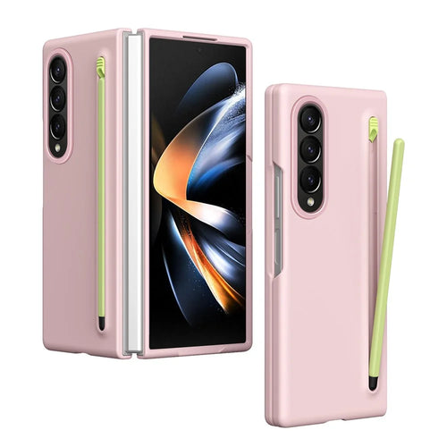 For Samsung Galaxy Z Fold3 5G Case Hard PC Phone Cover with Stylus - Pink - 1