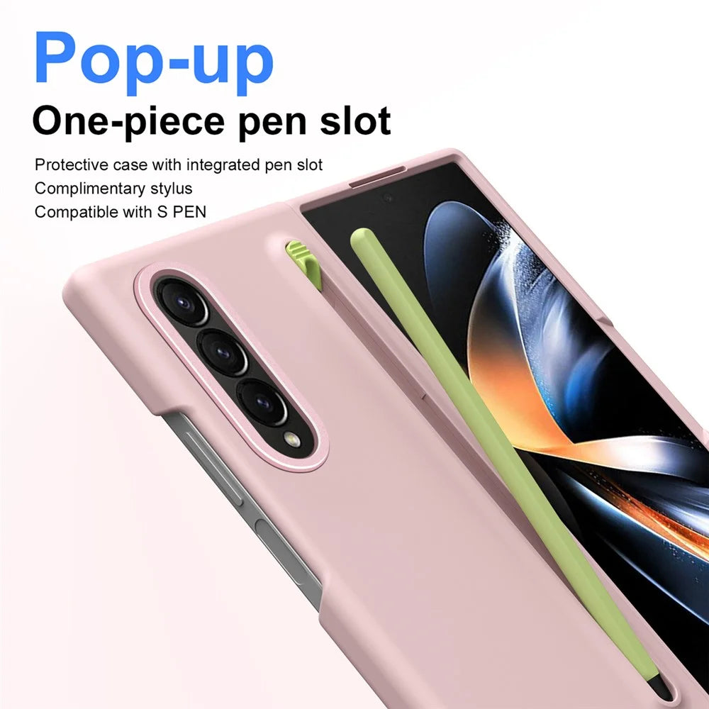 For Samsung Galaxy Z Fold3 5G Case Hard PC Phone Cover with Stylus - Pink - 3