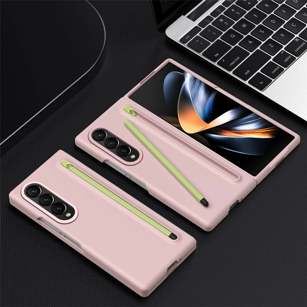 For Samsung Galaxy Z Fold3 5G Case Hard PC Phone Cover with Stylus - Pink - 7