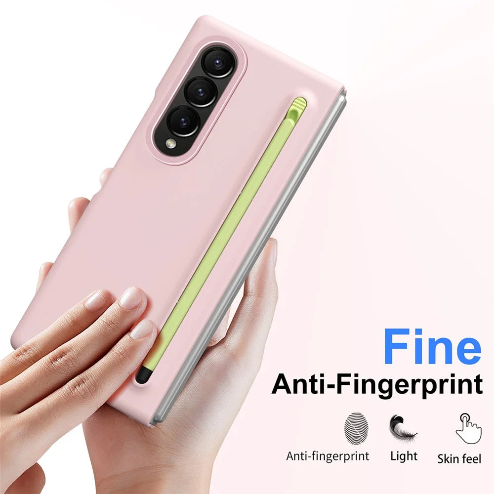 For Samsung Galaxy Z Fold4 5G Case Hard PC Phone Cover with Stylus - Pink - 5