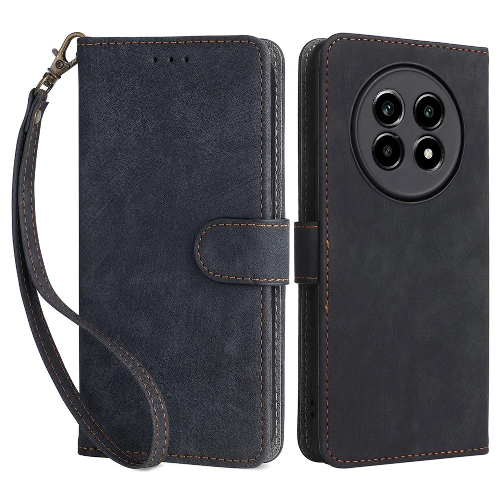 For Realme 14 Pro Lite 5G / 13 Pro 5G (Global) / 13 Pro+ 5G (Global) Wallet Case RFID Blocking PU Leather Cover Stand View - Black - 1