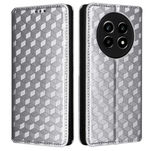 For Realme 14 Pro Lite 5G / 13 Pro 5G (Global) / 13 Pro+ 5G (Global) Wallet Case Rhombus Imprinted Leather Phone Cover - Silver - 1