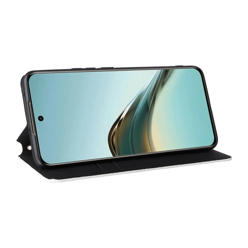 For Realme 14 Pro Lite 5G / 13 Pro 5G (Global) / 13 Pro+ 5G (Global) Wallet Case Rhombus Imprinted Leather Phone Cover - Silver - 3