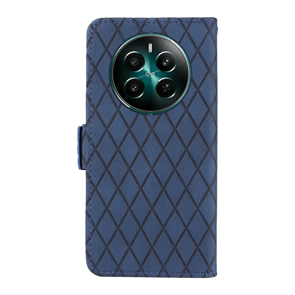 For Realme Narzo 70 5G / Narzo 70 Pro 5G / P1 5G / 12 4G / 12+ 5G Case Rhombus PU Leather Flip Wallet Phone Cover - Blue - 7