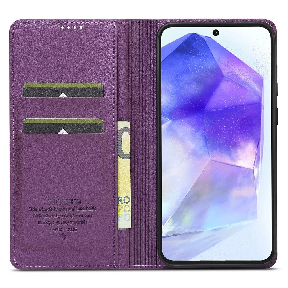 LC.IMEEKE L1 Series for Samsung Galaxy A16 5G / A16 4G Case PU Leather Wallet Stand Protective Phone Cover - Purple - 3