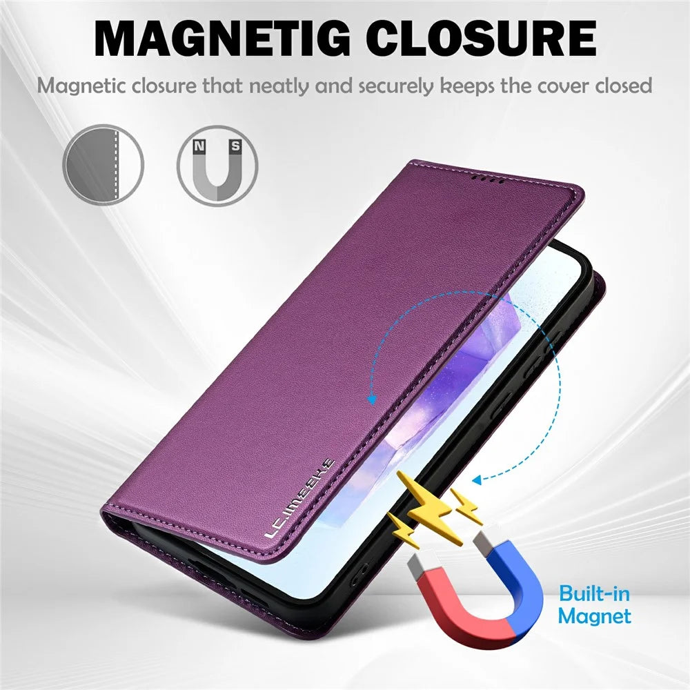 LC.IMEEKE L1 Series for Samsung Galaxy A16 5G / A16 4G Case PU Leather Wallet Stand Protective Phone Cover - Purple - 4
