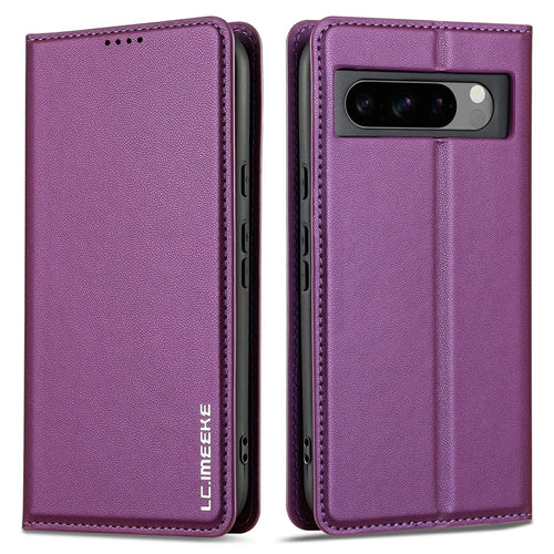 LC.IMEEKE L1 Series for Google Pixel 8 Pro Case PU Leather Wallet Stand Protective Phone Cover - Purple - 1