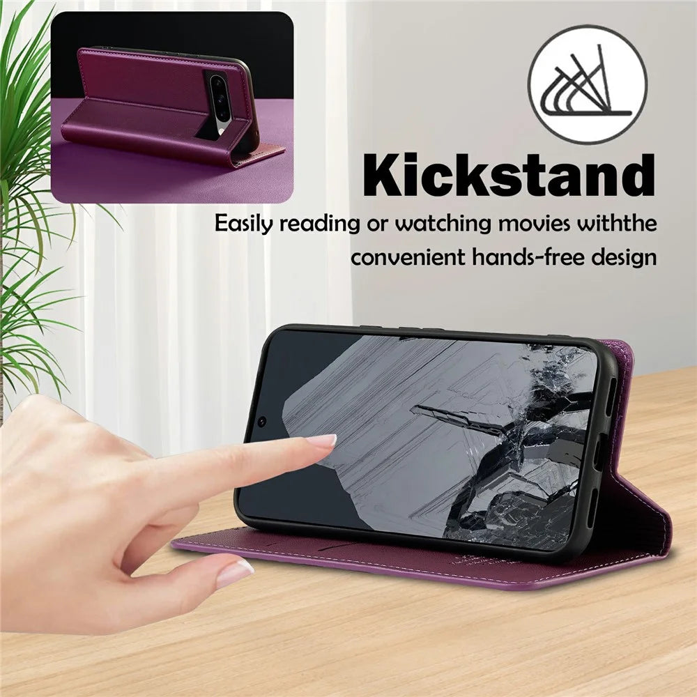 LC.IMEEKE L1 Series for Google Pixel 8 Pro Case PU Leather Wallet Stand Protective Phone Cover - Purple - 7