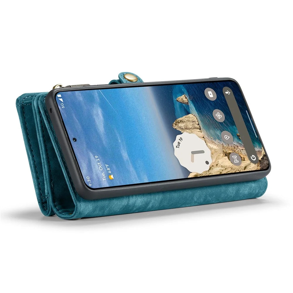 For Google Pixel 9 / Pixel 9 Pro Phone Cases CASEME 008 Leather Cover with Detachable Wallet and Strap - Blue - 3