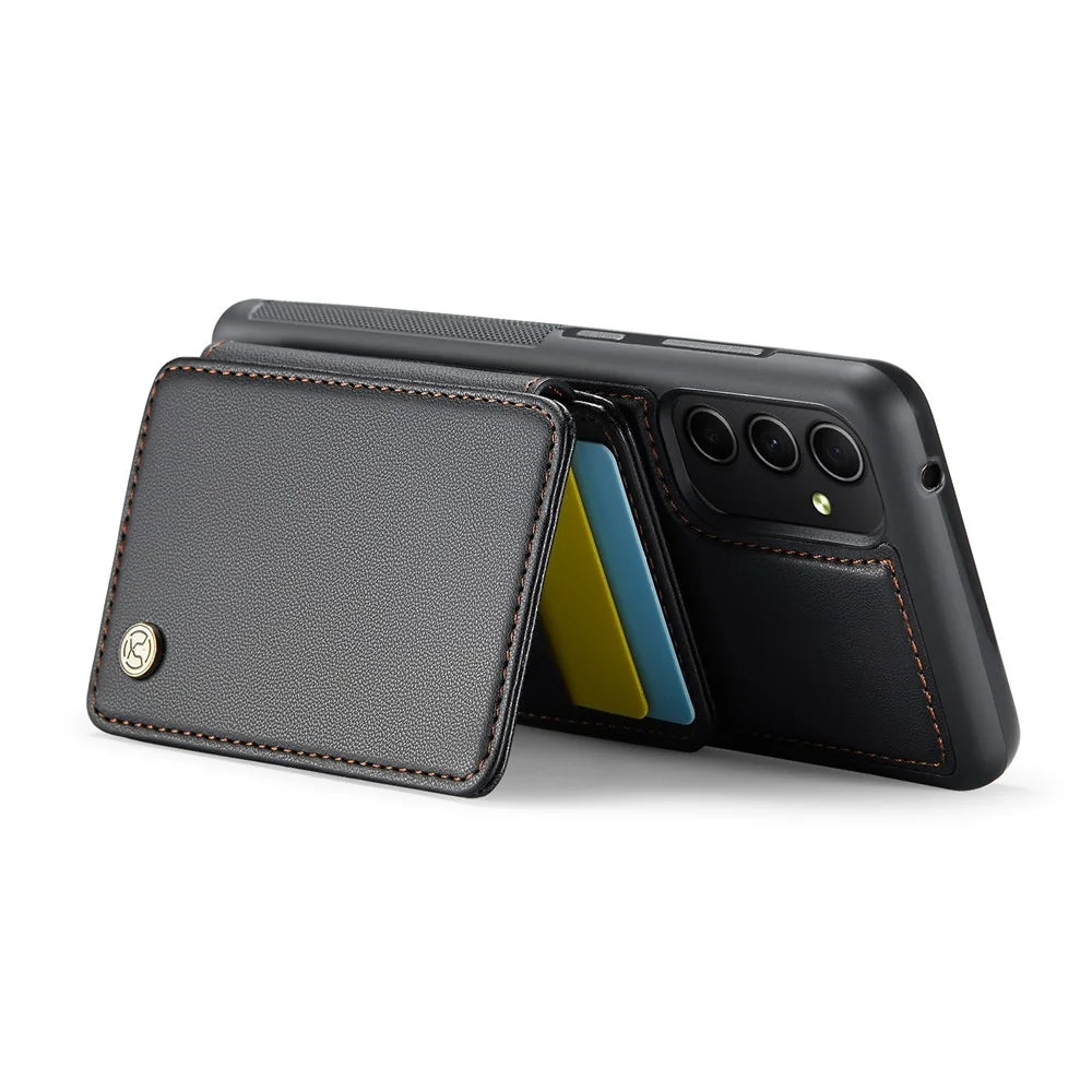JEEHOOD J05 For Samsung Galaxy A54 5G Case Leather Mobile Cover with Detachable Magnetic Card Bag - Black - 3