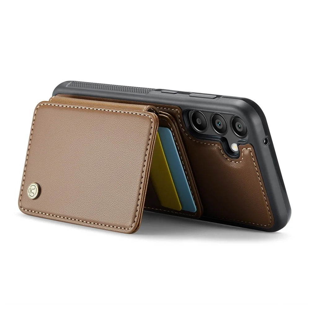 JEEHOOD J05 For Samsung Galaxy A35 5G Case Leather Mobile Cover with Detachable Magnetic Card Bag - Brown - 3