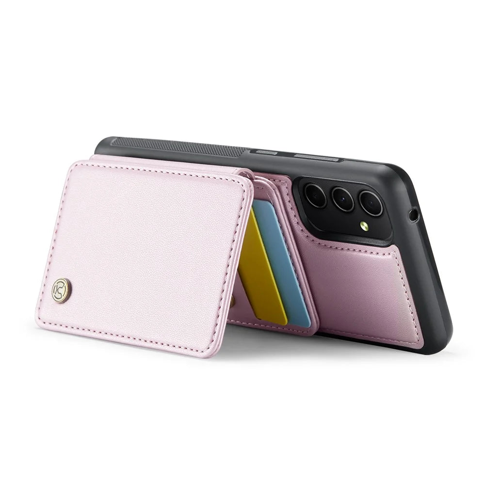 JEEHOOD J05 For Samsung Galaxy A34 5G Case Leather Mobile Cover with Detachable Magnetic Card Bag - Pink - 3