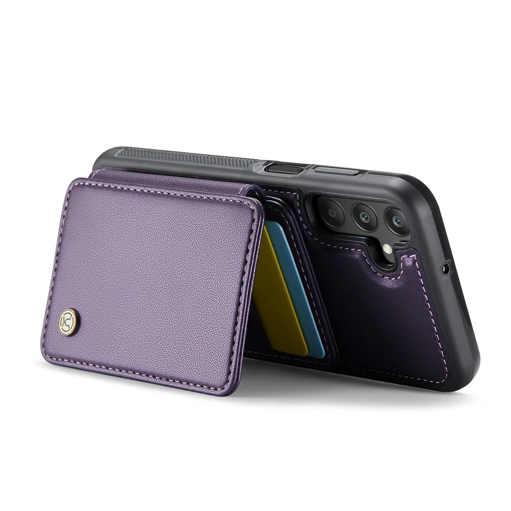 JEEHOOD J05 For Samsung Galaxy A25 5G (Global) (161.0 x 76.5 x 8.3mm) Case Leather Mobile Cover with Detachable Magnetic Card Bag - Purple - 3