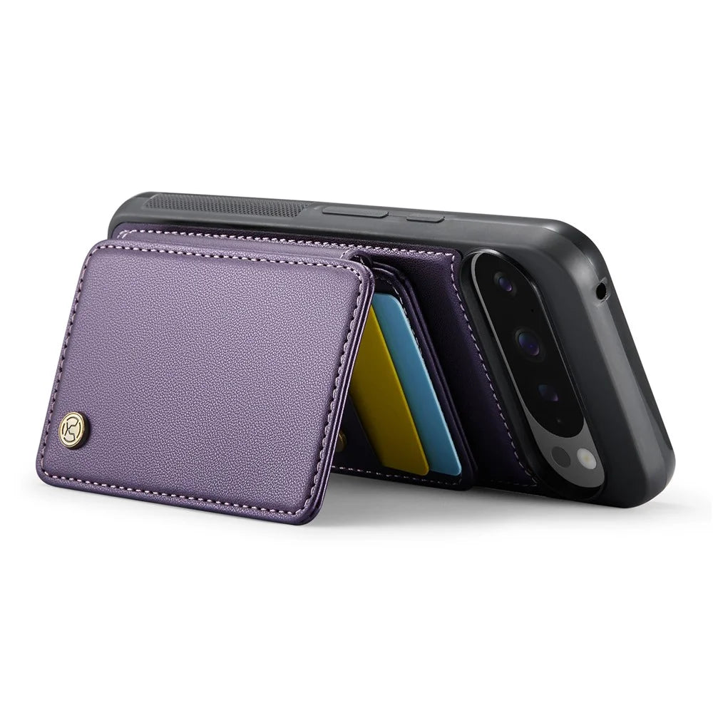 JEEHOOD J05 For Google Pixel 9 Pro XL Case Leather Mobile Cover with Detachable Magnetic Card Bag - Purple - 3