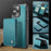 JEEHOOD J05 For iPhone 16 Pro Case Leather Mobile Cover with Detachable Magnetic Card Bag - Cyan - 6